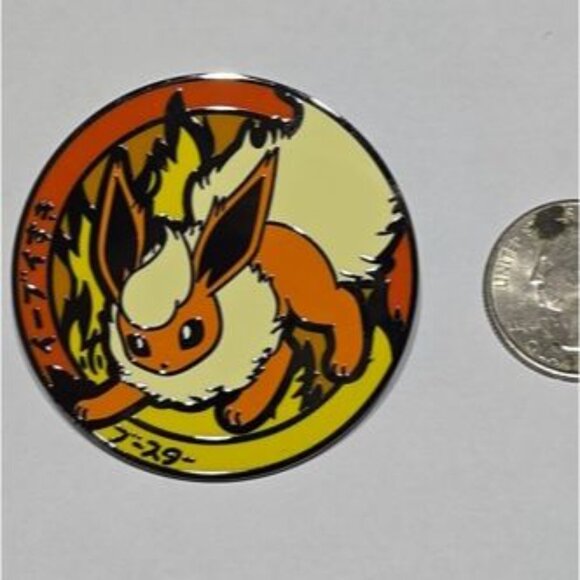 Pokemon Flareon Enamel Pin Fire Type Eevee Evolution Collectible Kawaii Badge - Picture 3 of 3
